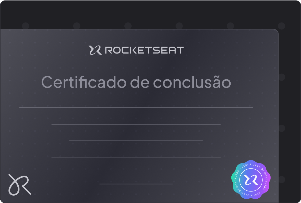 Certificado demonstrativo de conclusão dos cursos da rocketseat