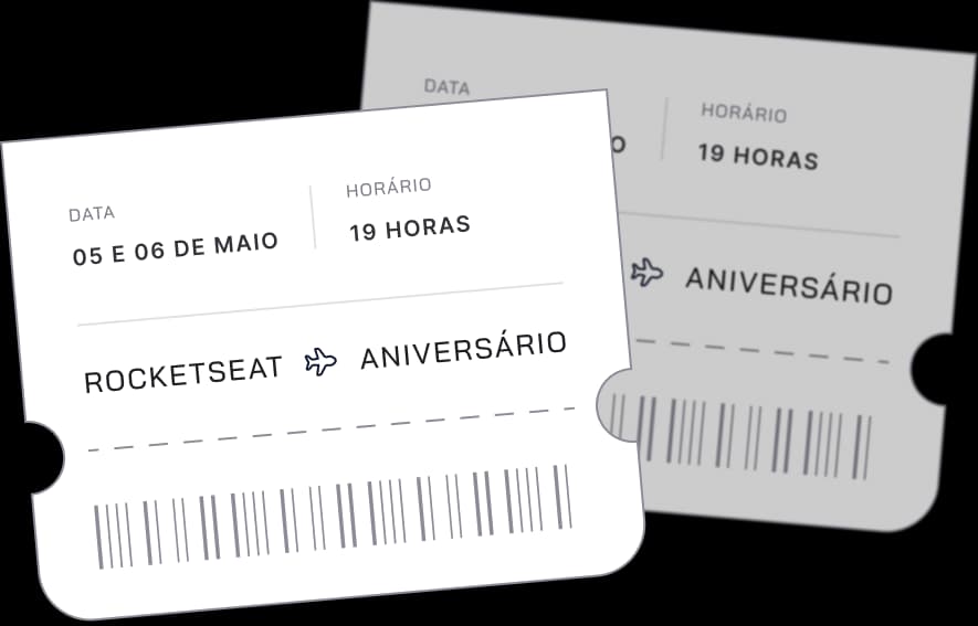 Ticket ilustrando um ingresso para o evento de aniverário da Rocketseat